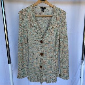BCBGMAXAZRIA Marled Knit Y2K Sweater Slouchy Cardigan size XL